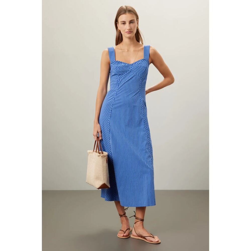 Madewell Bianca Dress Blue Sweetheart Striped Sleeveless Summer Vibe, Size 14